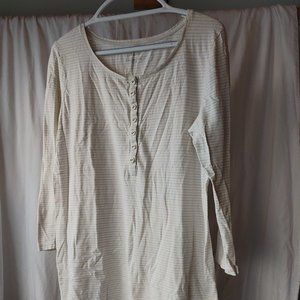 FEBRUARY SALE! Ends Feb 10!*J.Jill Cotton Nightgown Sleep Shirt Striped Henly  L